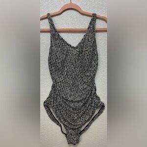 Speedo Black & White Diamond Print One-Piece Swimsuit